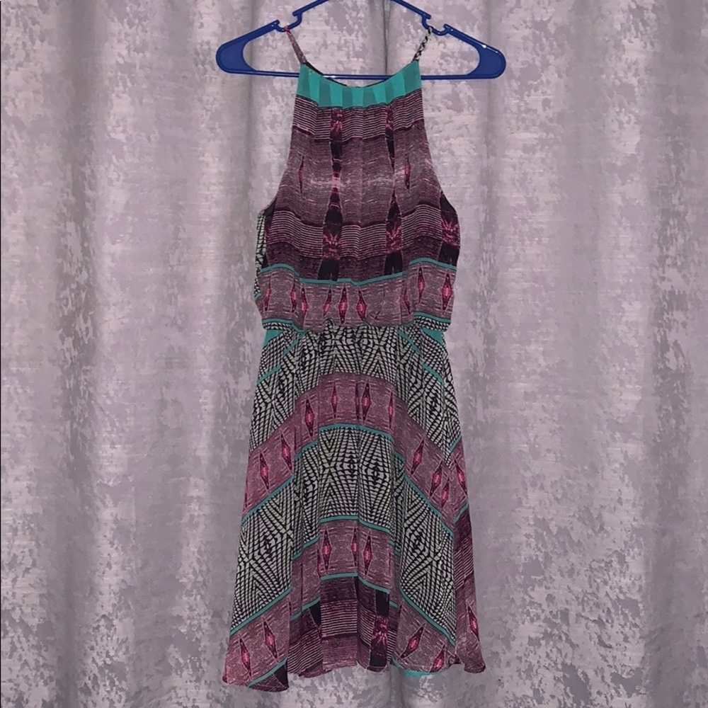 High Neck Printed Dress
